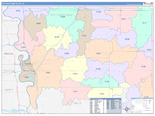 Pottawattamie County, IA ColorCast style ZIP Code wall map