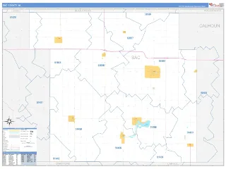 Sac County, IA Business Reference style ZIP Code wall map