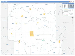 Shelby County, IA Business Reference style ZIP Code wall map