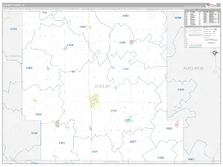 Shelby County, IA Classic style ZIP Code wall map