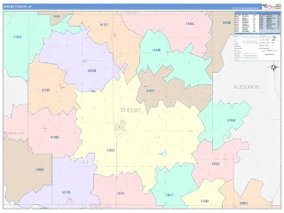 Shelby County, IA ColorCast style ZIP Code wall map