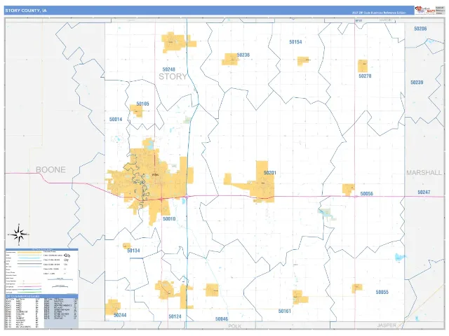Story County, IA ZIP Code Wall Map, Business Reference style