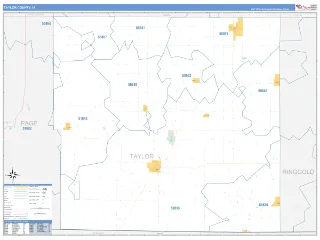 Taylor County, IA Business Reference style ZIP Code wall map