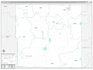 Taylor County, IA Classic style ZIP Code wall map