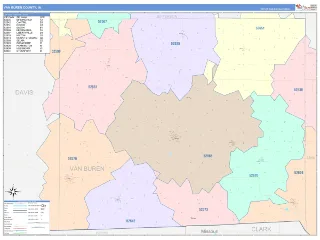 Van Buren County, IA ColorCast style ZIP Code wall map