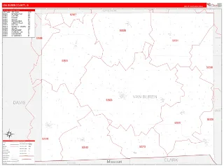 Van Buren County, IA RedLine style ZIP Code wall map