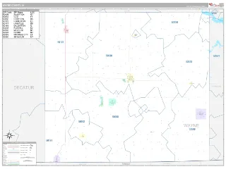 Wayne County, IA Classic style ZIP Code wall map