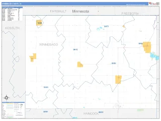 Winnebago County, IA Business Reference style ZIP Code wall map