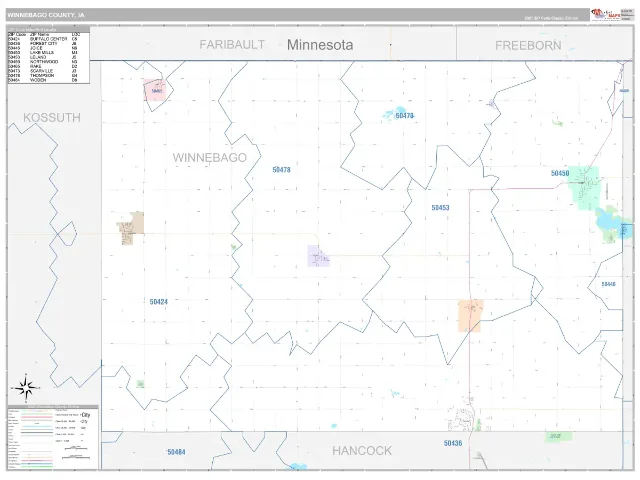 Winnebago County, IA ZIP Code Wall Map, Classic style