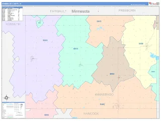 Winnebago County, IA ColorCast style ZIP Code wall map