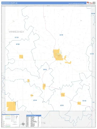 Winneshiek County, IA Business Reference style ZIP Code wall map