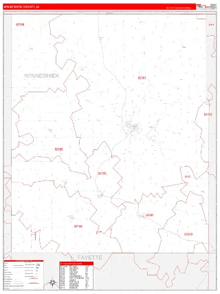 Winneshiek County, IA RedLine style ZIP Code wall map