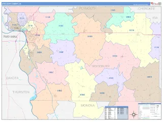 Woodbury County, IA ColorCast style ZIP Code wall map