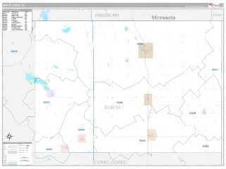 Worth County, IA Classic style ZIP Code wall map