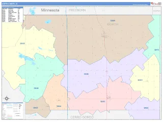 Worth County, IA ColorCast style ZIP Code wall map