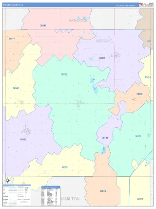 Wright County, IA ColorCast style ZIP Code wall map