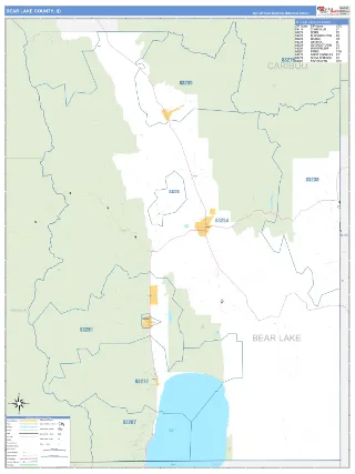 Bear Lake County, ID Business Reference style ZIP Code wall map