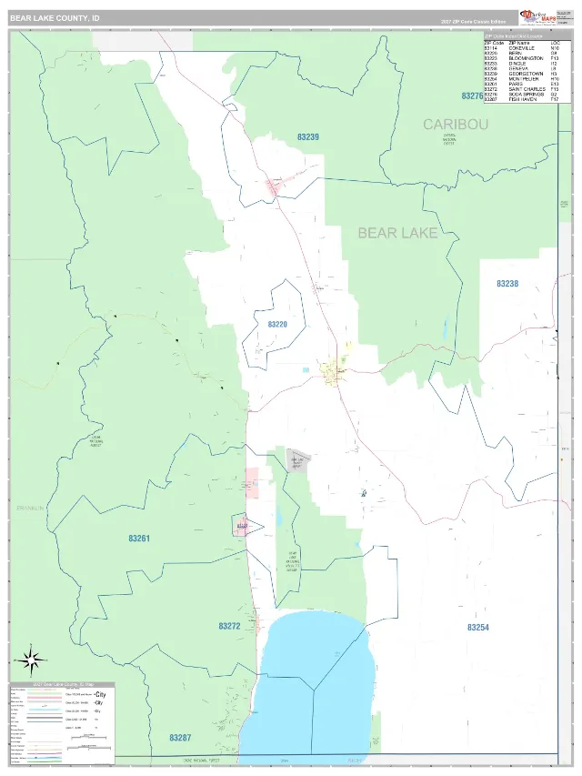 Bear Lake County, ID ZIP Code Wall Map, Classic style