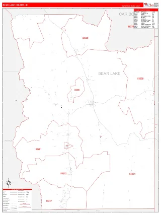 Bear Lake County, ID RedLine style ZIP Code wall map