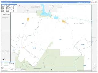 Benewah County, ID Business Reference style ZIP Code wall map