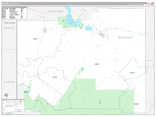 Benewah County, ID Classic style ZIP Code wall map