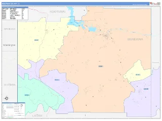 Benewah County, ID ColorCast style ZIP Code wall map