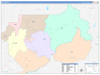 Boise County, ID ColorCast style ZIP Code wall map