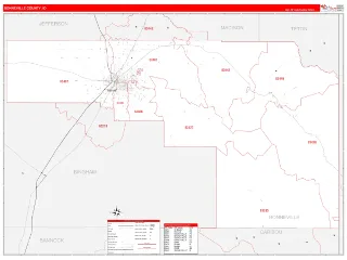 Bonneville County, ID RedLine style ZIP Code wall map