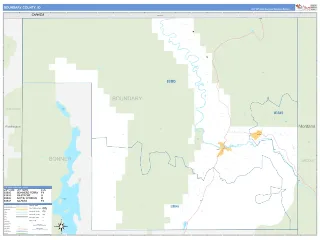 Boundary County, ID Business Reference style ZIP Code wall map