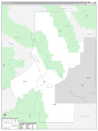 Butte County, ID Classic style ZIP Code wall map