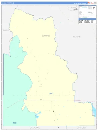 Camas County, ID ColorCast style ZIP Code wall map