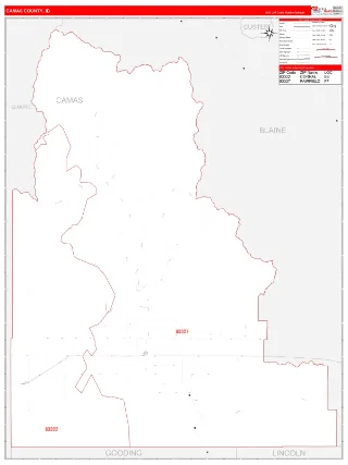 Camas County, ID RedLine style ZIP Code wall map