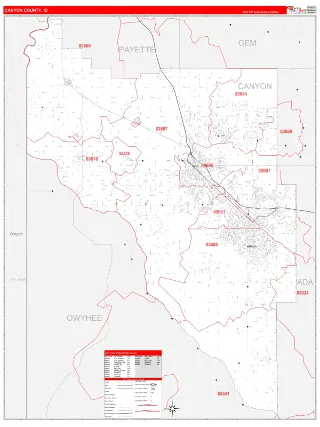 Canyon County, ID RedLine style ZIP Code wall map