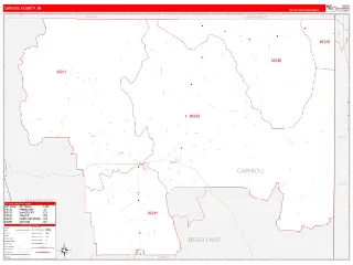 Caribou County, ID RedLine style ZIP Code wall map