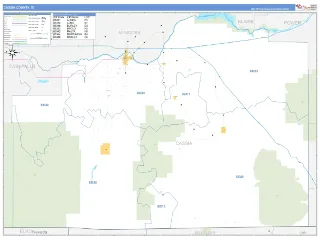Cassia County, ID Business Reference style ZIP Code wall map