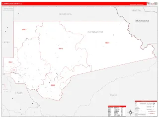 Clearwater County, ID RedLine style ZIP Code wall map
