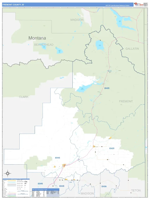 Fremont County, ID ZIP Code Wall Map, Business Reference style