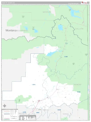 Fremont County, ID Classic style ZIP Code wall map