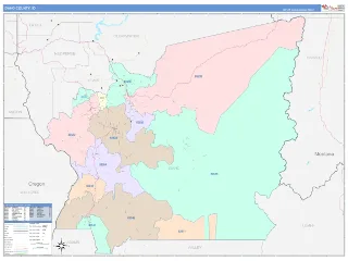 Idaho County, ID ColorCast style ZIP Code wall map