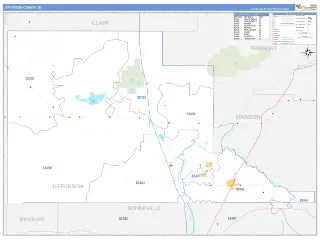 Jefferson County, ID Business Reference style ZIP Code wall map