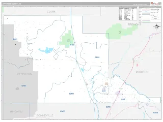 Jefferson County, ID Classic style ZIP Code wall map