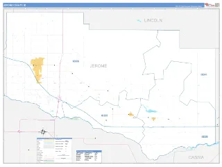 Jerome County, ID Business Reference style ZIP Code wall map