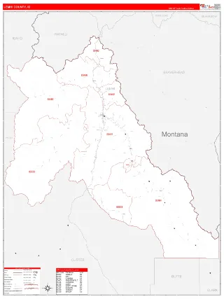 Lemhi County, ID RedLine style ZIP Code wall map