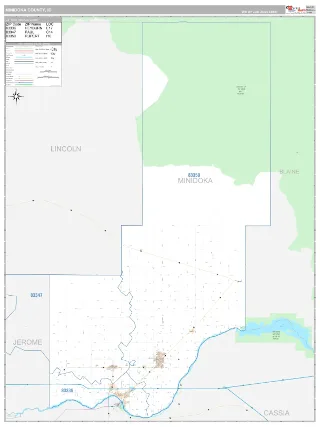 Minidoka County, ID Classic style ZIP Code wall map