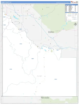 Owyhee County, ID Business Reference style ZIP Code wall map
