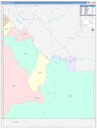 Owyhee County, ID ColorCast style ZIP Code wall map