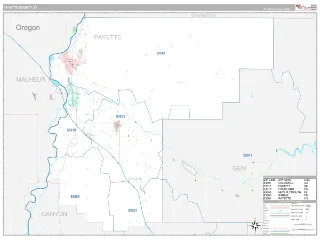 Payette County, ID Classic style ZIP Code wall map