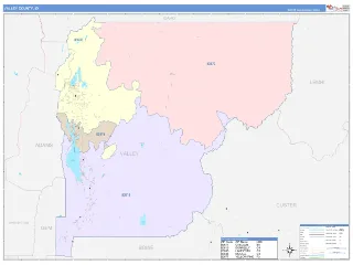 Valley County, ID ColorCast style ZIP Code wall map