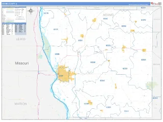 Adams County, IL Business Reference style ZIP Code wall map