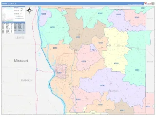 Adams County, IL ColorCast style ZIP Code wall map